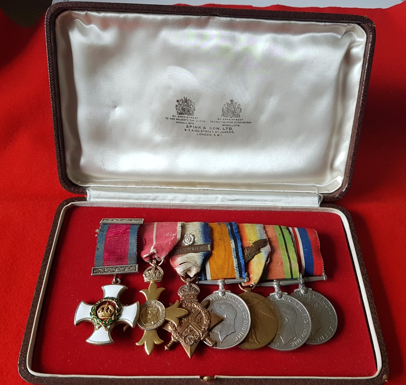 dso, OBE, 1914 Star Trio with mention in depatches emblem with WW2 Defence and War medals
