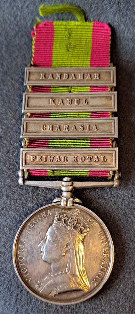 Afghanistan Medal 1878, peiwar kotal clasp, charasia clasp, kandahar clasp, kabul clasp
