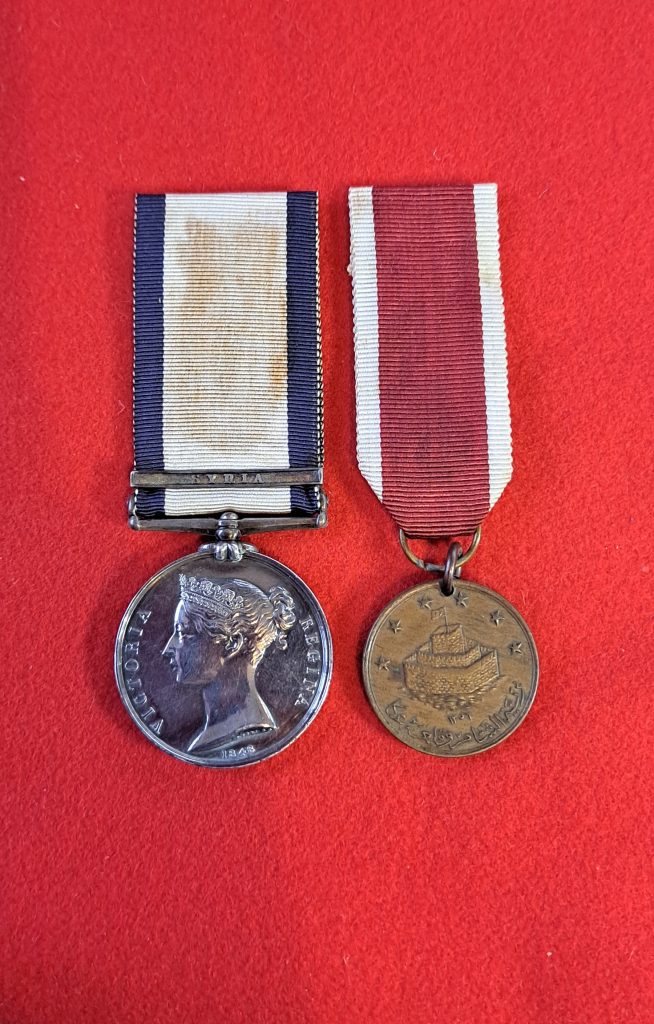 Naval General Service Medal with Syria clasp and St John D'Acre medal