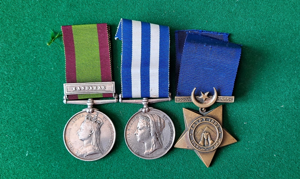 Afghanistan Medal with Kandahar clasp, Egypt Medal and Khedives Star   call 07765 595662 to sell your medals
