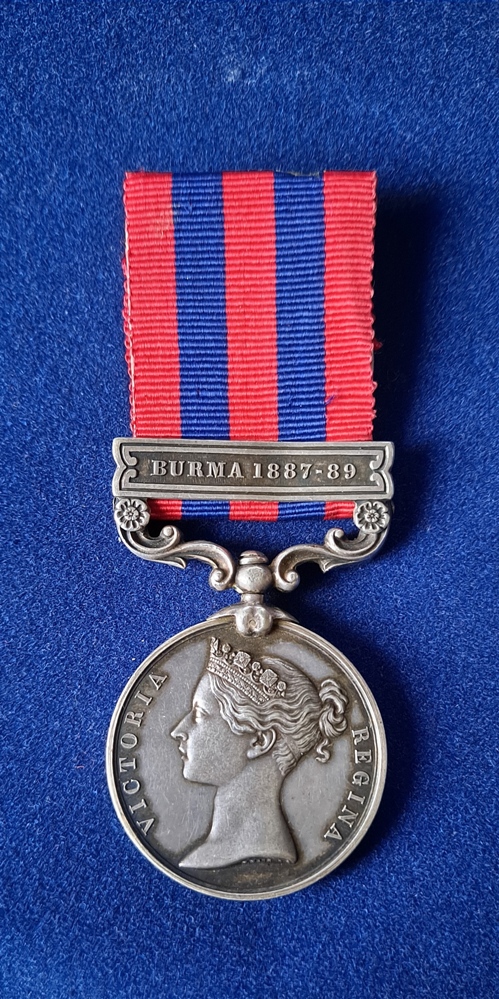 India General Service Medal 1854 with clasps - BURMA 1887-89 to the Inspector of Police