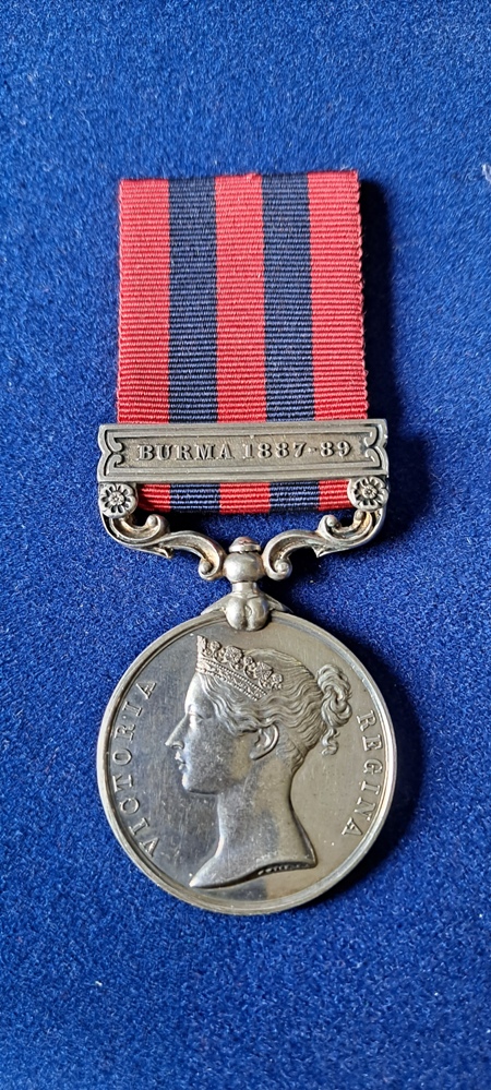 India General Service Medal 1854 with clasps - Burma 1887-89 to Mr. H. Buckle, Deputy Commissioner