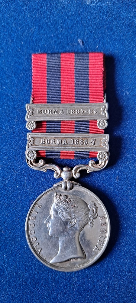India General Service Medal 1854 with clasps - Burma 1885-7 & Burma 1887-89 to a Mr. a civilian of the  U. C. S. - Uncovenanted Civil Service, Forestry Department